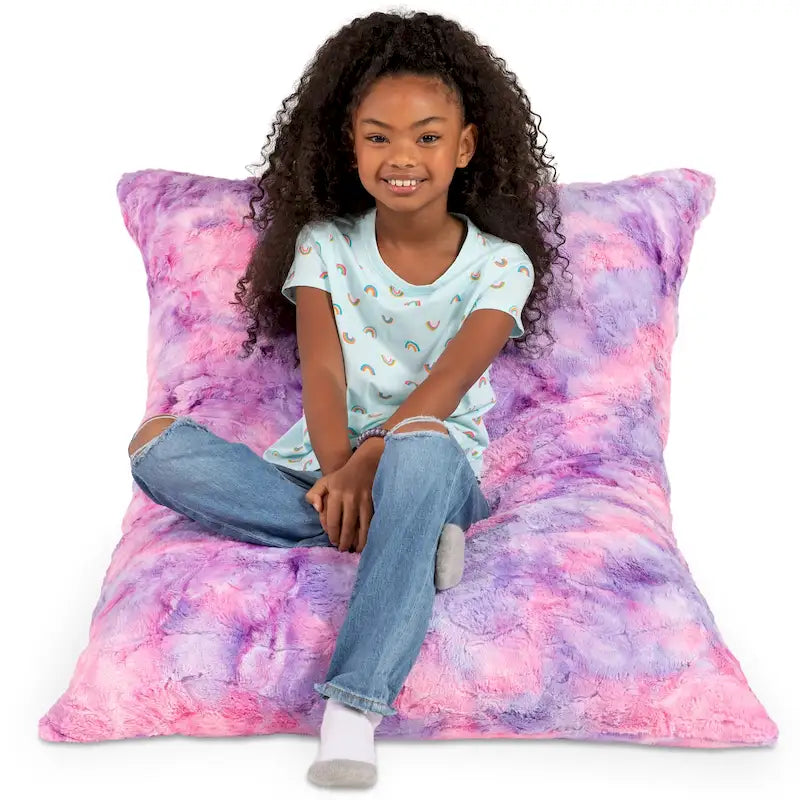 3.5 Pieds Géant Faux Fourrure Oreiller de Sol pour Enfants – Pouf, Tapis de Sol et Lit de Repos