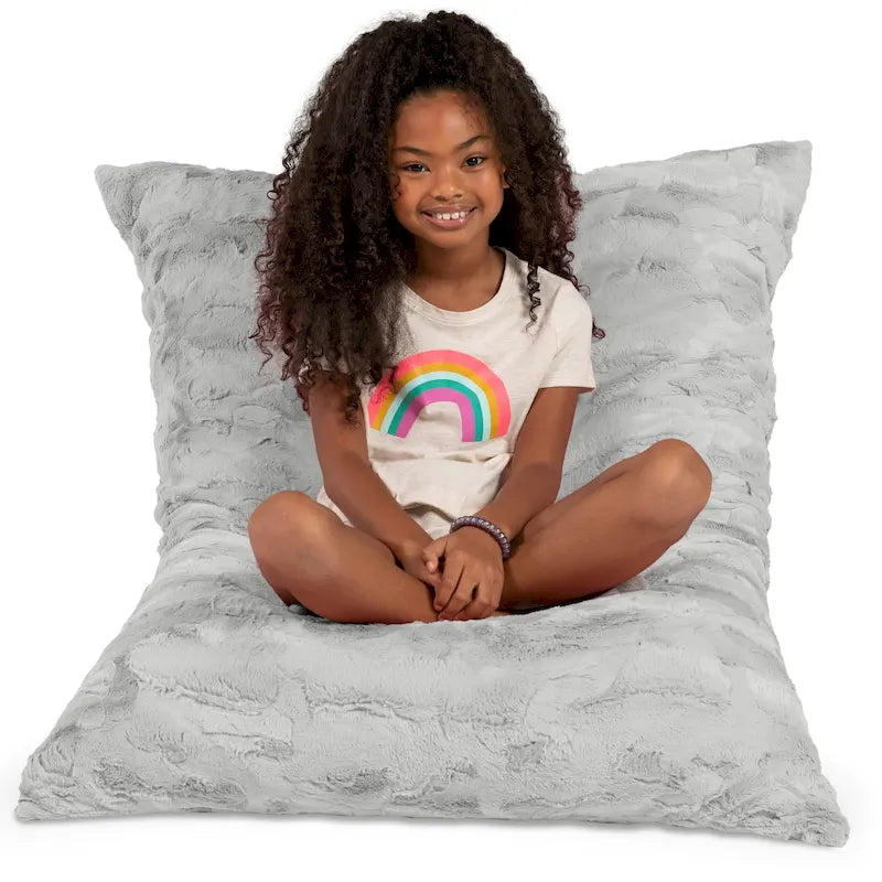 3.5 Pieds Géant Faux Fourrure Oreiller de Sol pour Enfants – Pouf, Tapis de Sol et Lit de Repos