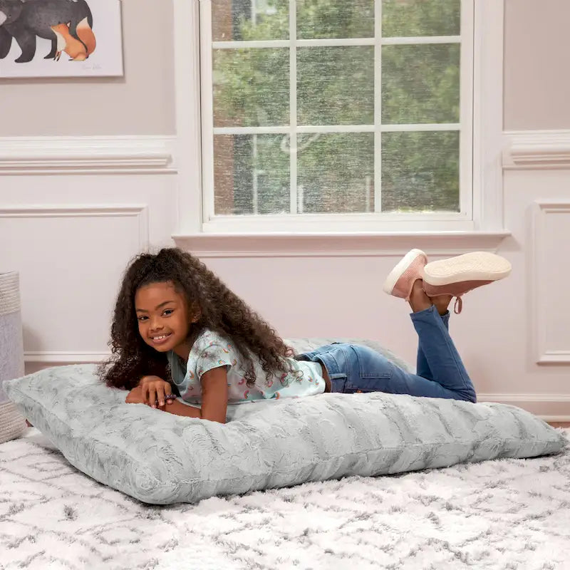 3.5 Pieds Géant Faux Fourrure Oreiller de Sol pour Enfants – Pouf, Tapis de Sol et Lit de Repos
