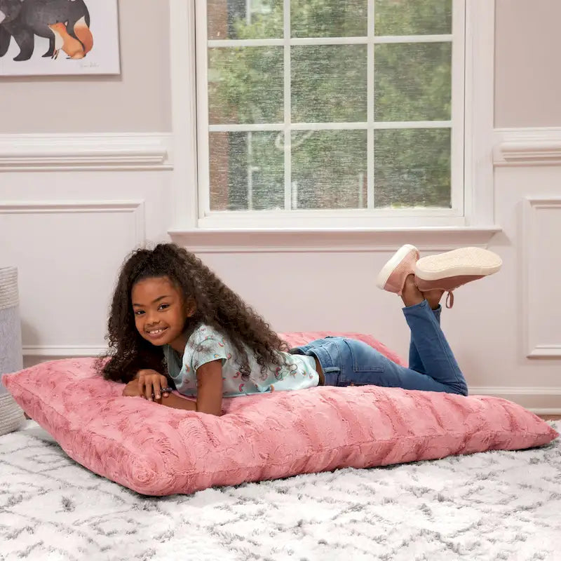 3.5 Pieds Géant Faux Fourrure Oreiller de Sol pour Enfants – Pouf, Tapis de Sol et Lit de Repos