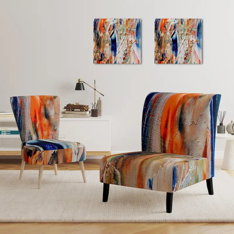 Fauteuil d'appoint moderne rembourré en art abstrait coloré – Plusieurs styles