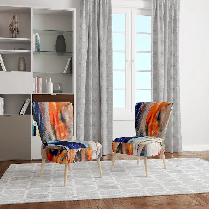 Fauteuil d'appoint moderne rembourré en art abstrait coloré – Plusieurs styles