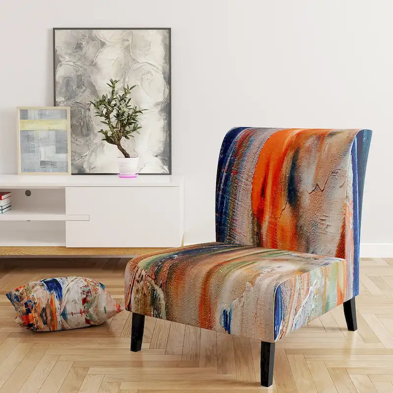 Fauteuil d'appoint moderne rembourré en art abstrait coloré – Plusieurs styles