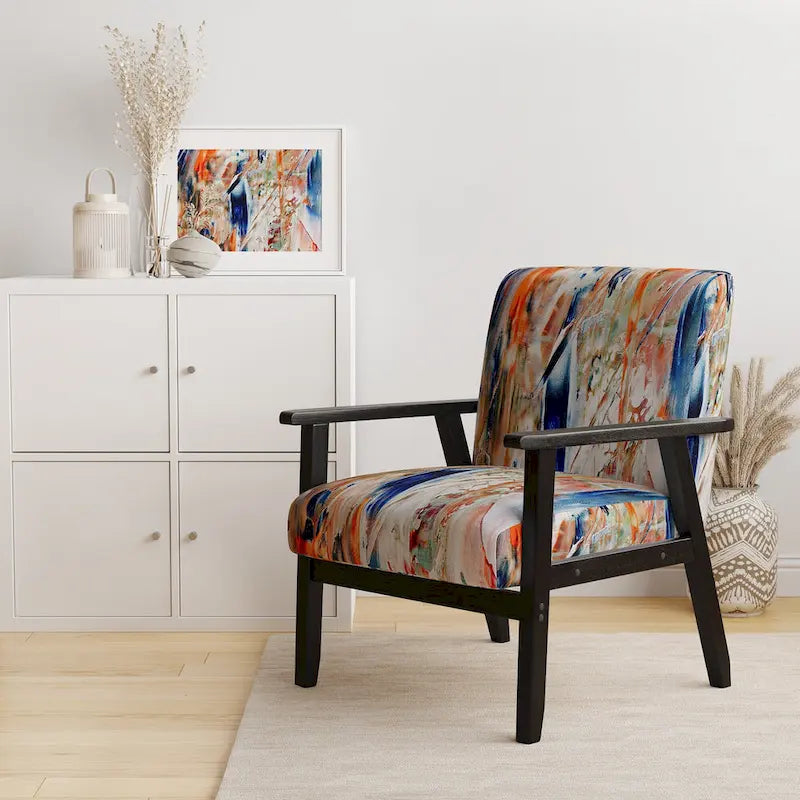 Fauteuil d'appoint moderne rembourré en art abstrait coloré – Plusieurs styles