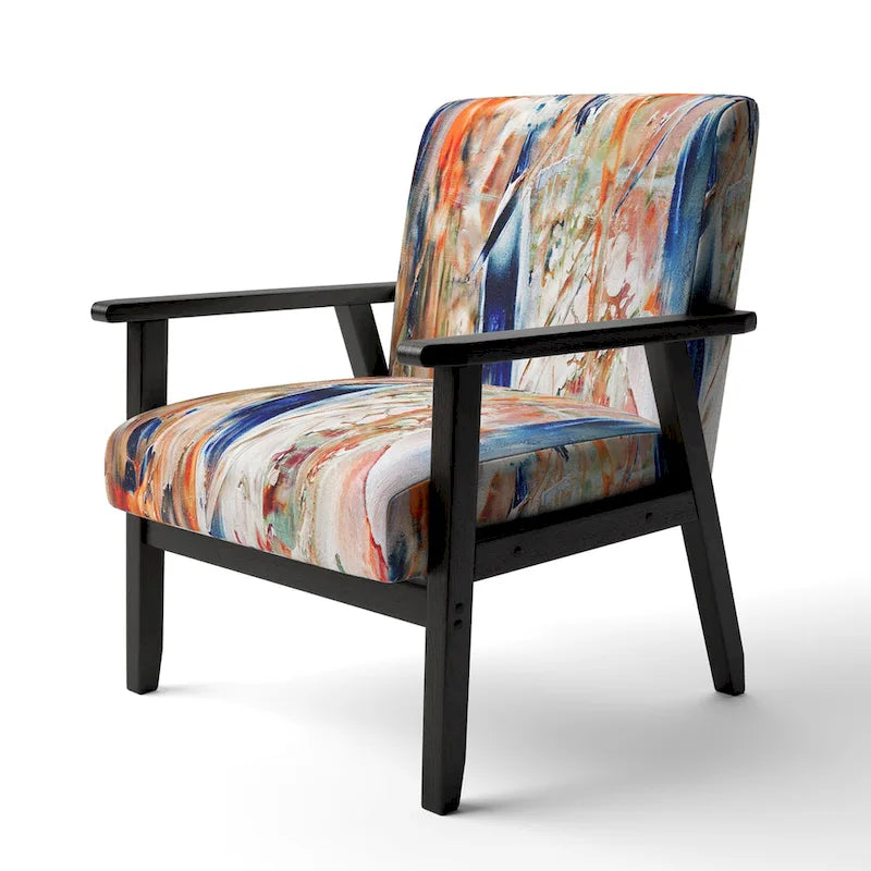 Fauteuil d'appoint moderne rembourré en art abstrait coloré – Plusieurs styles