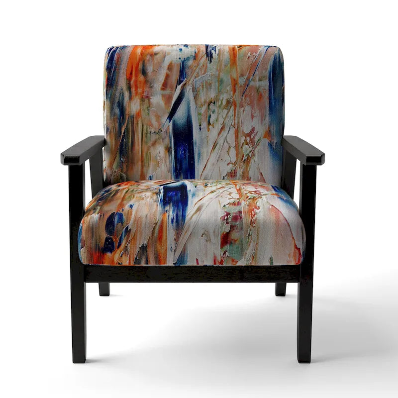 Fauteuil d'appoint moderne rembourré en art abstrait coloré – Plusieurs styles