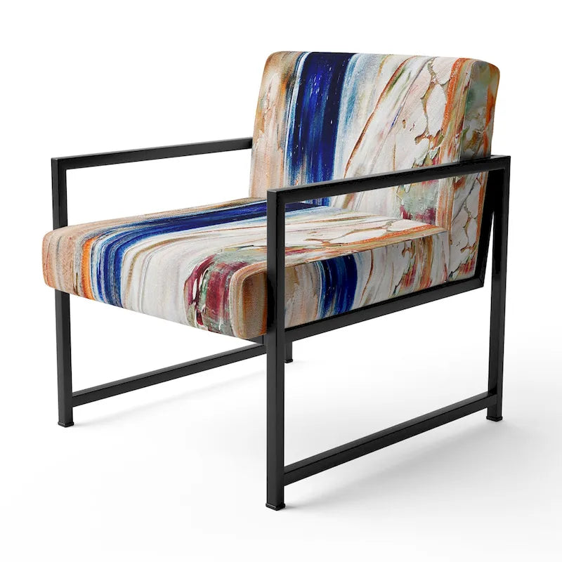 Fauteuil d'appoint moderne rembourré en art abstrait coloré – Plusieurs styles