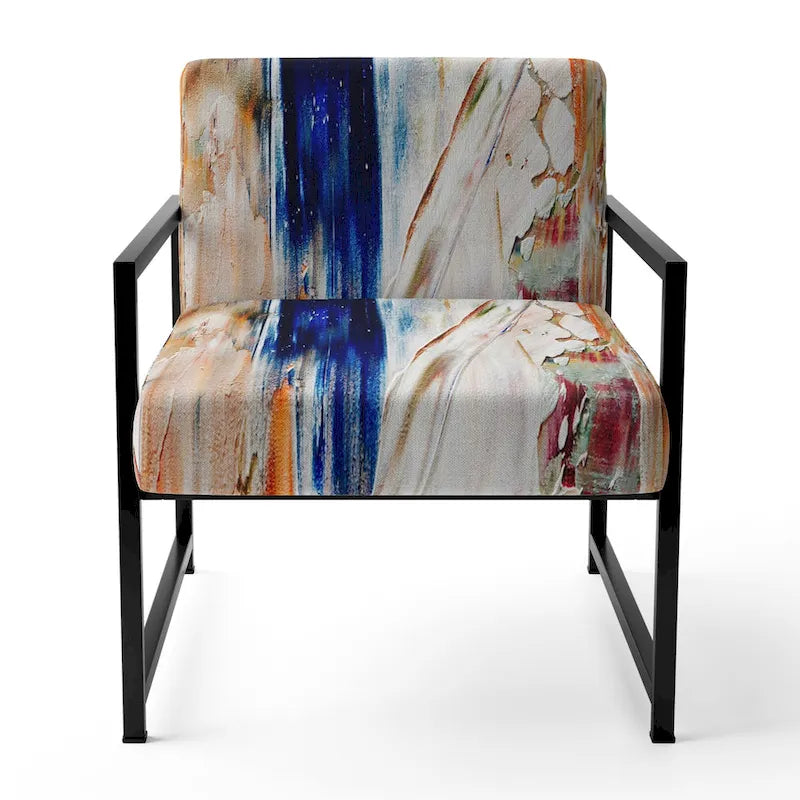 Fauteuil d'appoint moderne rembourré en art abstrait coloré – Plusieurs styles