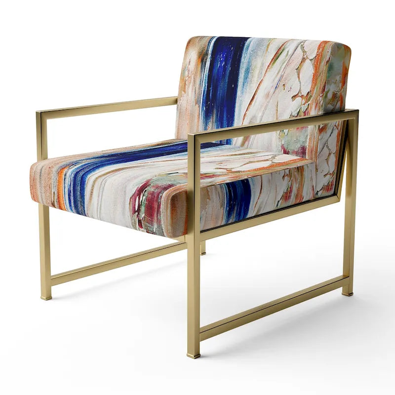Fauteuil d'appoint moderne rembourré en art abstrait coloré – Plusieurs styles