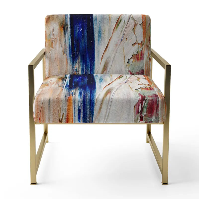 Fauteuil d'appoint moderne rembourré en art abstrait coloré – Plusieurs styles