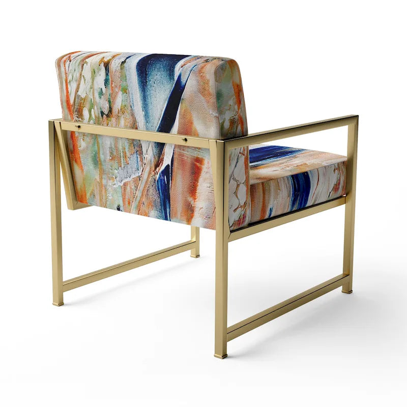 Fauteuil d'appoint moderne rembourré en art abstrait coloré – Plusieurs styles