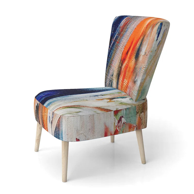 Fauteuil d'appoint moderne rembourré en art abstrait coloré – Plusieurs styles