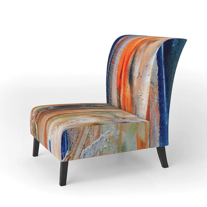 Fauteuil d'appoint moderne rembourré en art abstrait coloré – Plusieurs styles