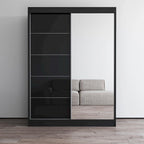 Armoire moderne Aria brillante 2 portes avec miroir