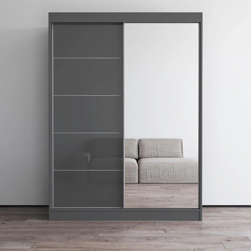 Armoire moderne Aria brillante 2 portes avec miroir