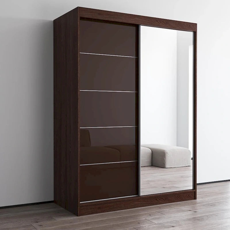 Armoire moderne Aria brillante 2 portes avec miroir