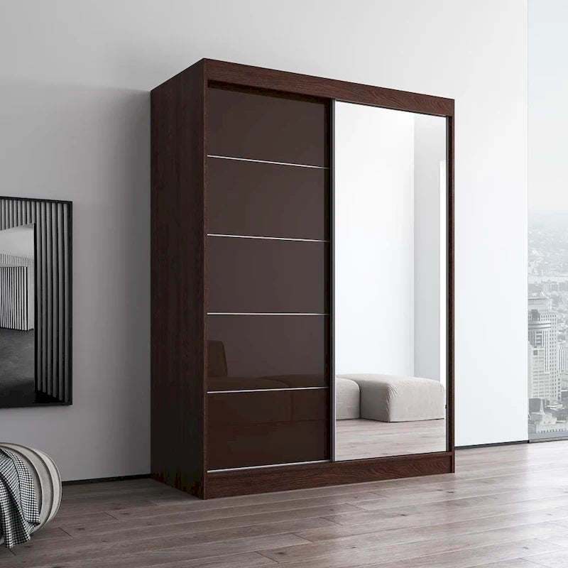 Armoire moderne Aria brillante 2 portes avec miroir