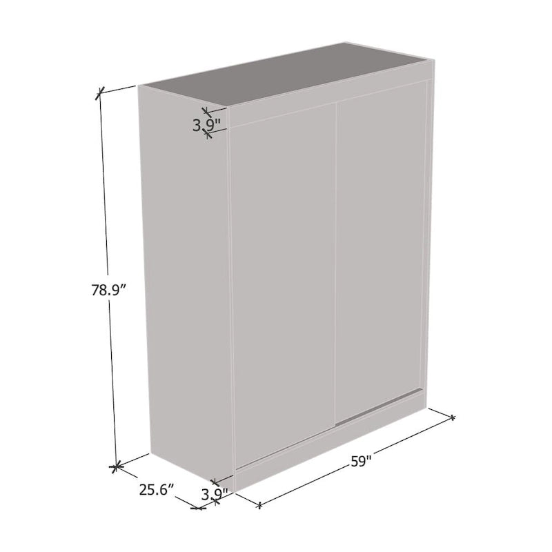 Armoire moderne Aria brillante 2 portes avec miroir