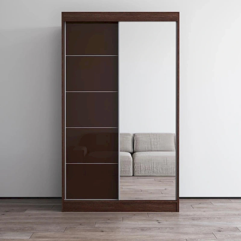 Armoire moderne Aria brillante 2 portes avec miroir