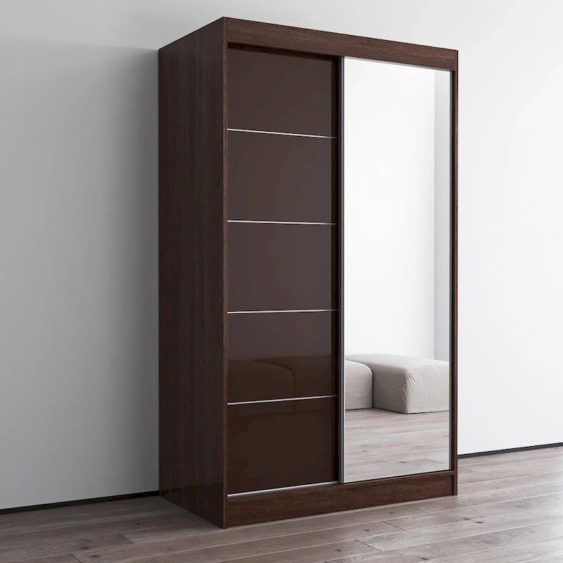 Armoire moderne Aria brillante 2 portes avec miroir