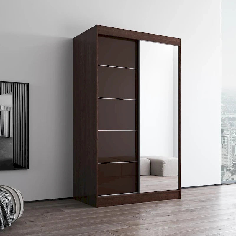 Armoire moderne Aria brillante 2 portes avec miroir