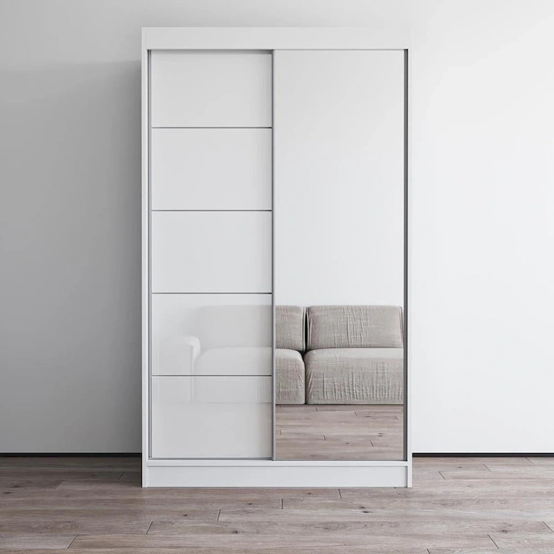 Armoire moderne Aria brillante 2 portes avec miroir