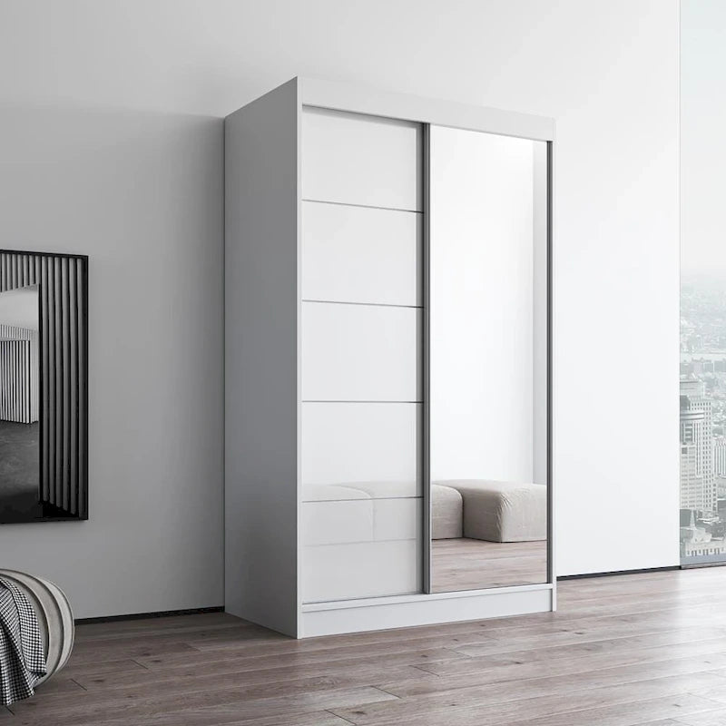 Armoire moderne Aria brillante 2 portes avec miroir
