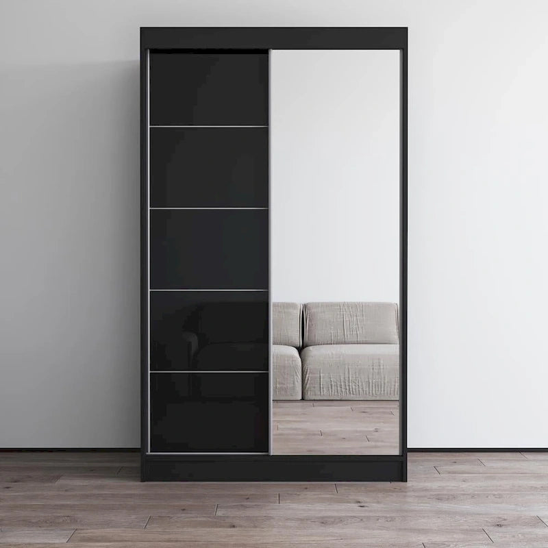 Armoire moderne Aria brillante 2 portes avec miroir