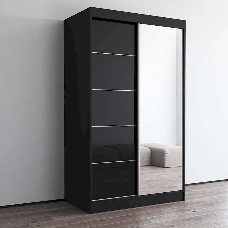 Armoire moderne Aria brillante 2 portes avec miroir