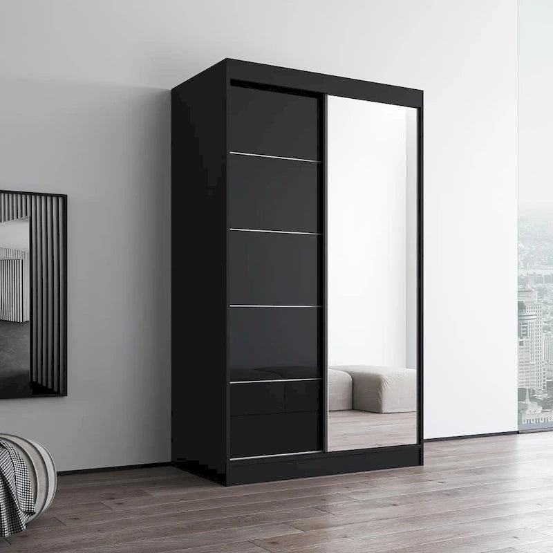 Armoire moderne Aria brillante 2 portes avec miroir