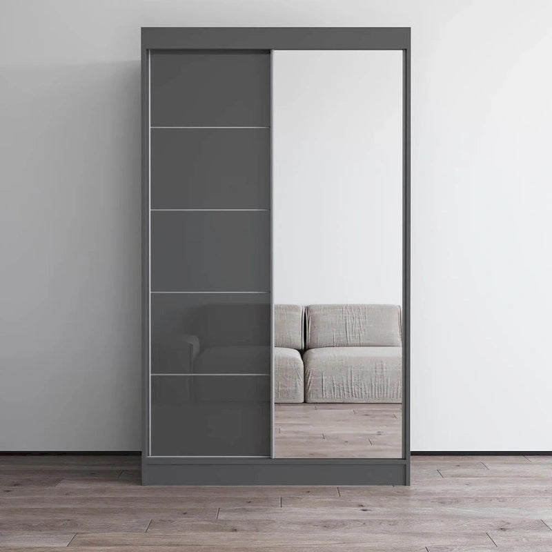 Armoire moderne Aria brillante 2 portes avec miroir