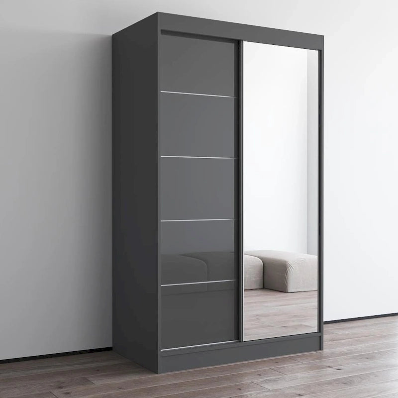 Armoire moderne Aria brillante 2 portes avec miroir