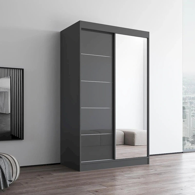 Armoire moderne Aria brillante 2 portes avec miroir