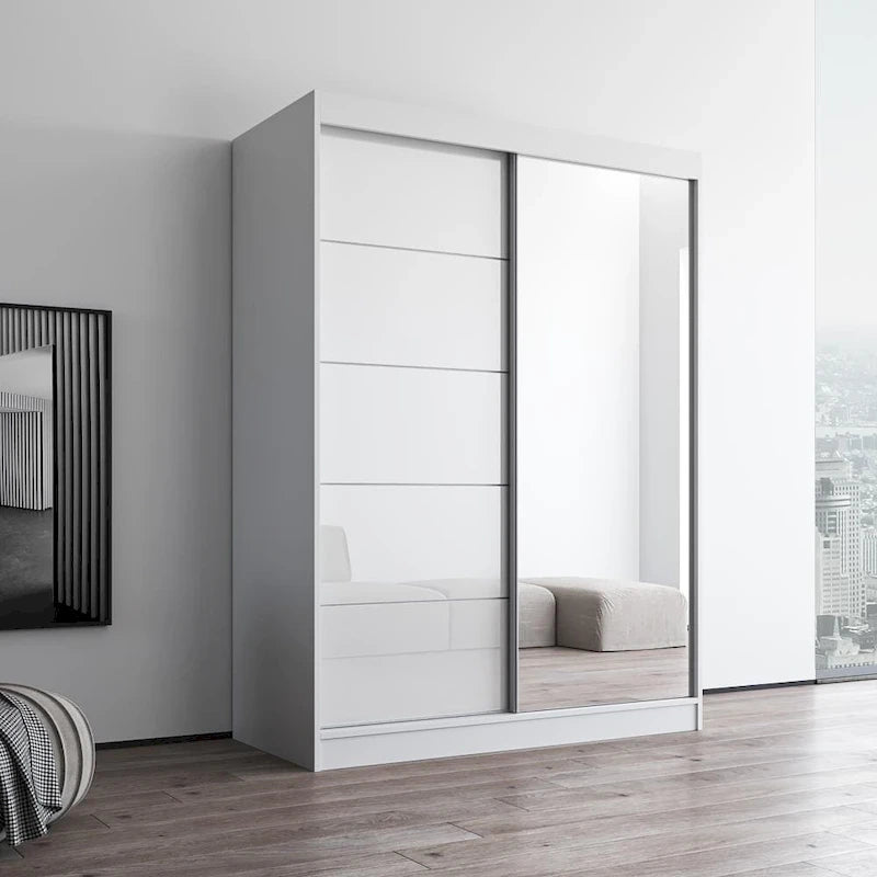 Armoire moderne Aria brillante 2 portes avec miroir