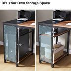 Bureau informatique en forme de L de 60 po avec support d'écran et étagère de rangement pour bureau à domicile