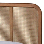 Lit plateforme en bois de rotin synthétique Elston Mid-Century Modern - Noyer