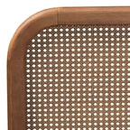 Lit plateforme en bois de rotin synthétique Elston Mid-Century Modern - Noyer