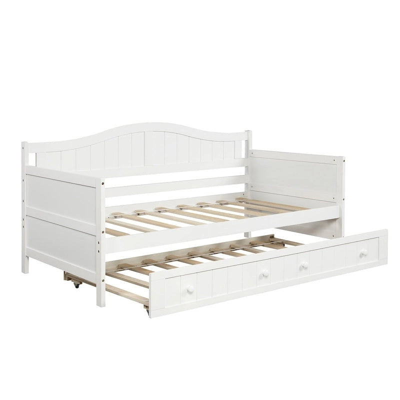 Lit de repos double en bois avec lit gigogne
