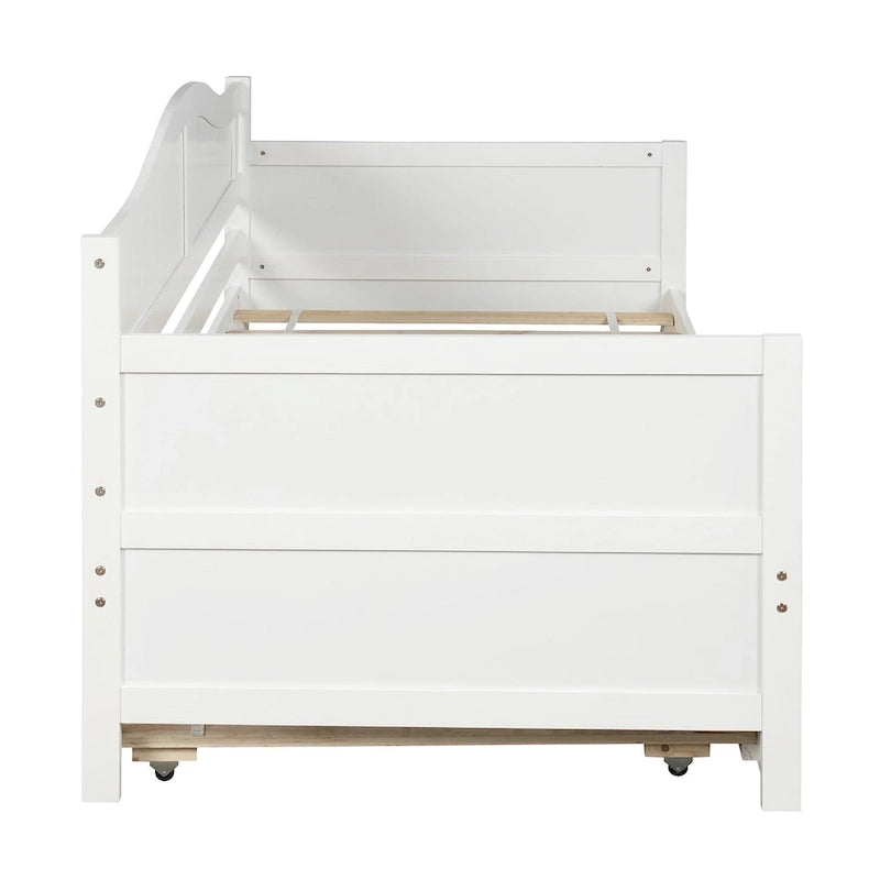 Lit de repos double en bois avec lit gigogne