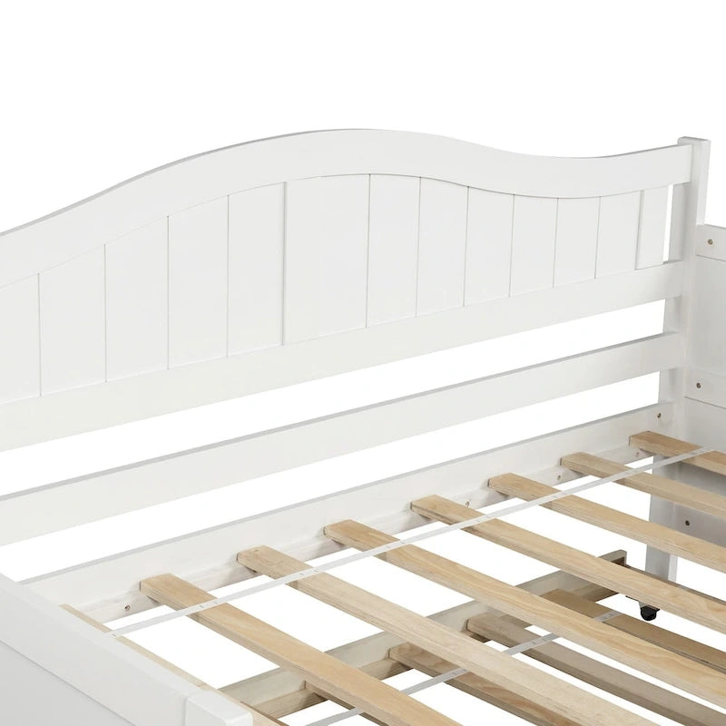 Lit de repos double en bois avec lit gigogne