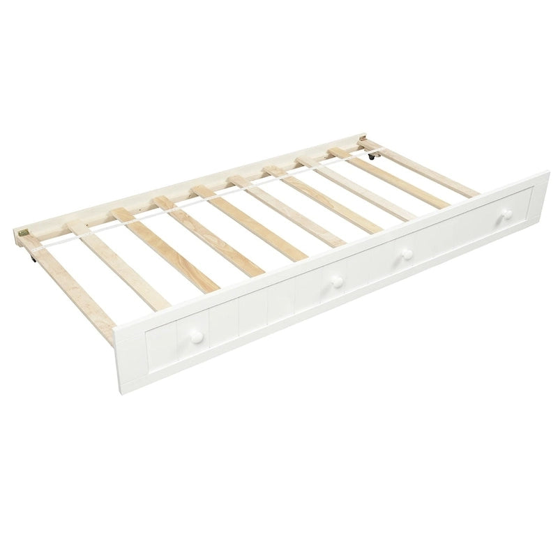 Lit de repos double en bois avec lit gigogne