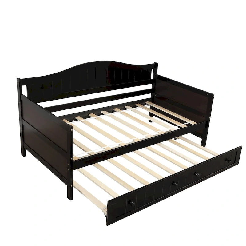 Lit de repos double en bois avec lit gigogne