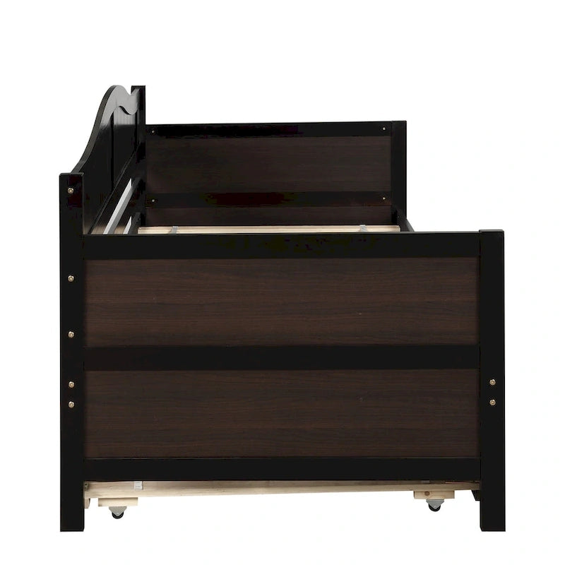 Lit de repos double en bois avec lit gigogne