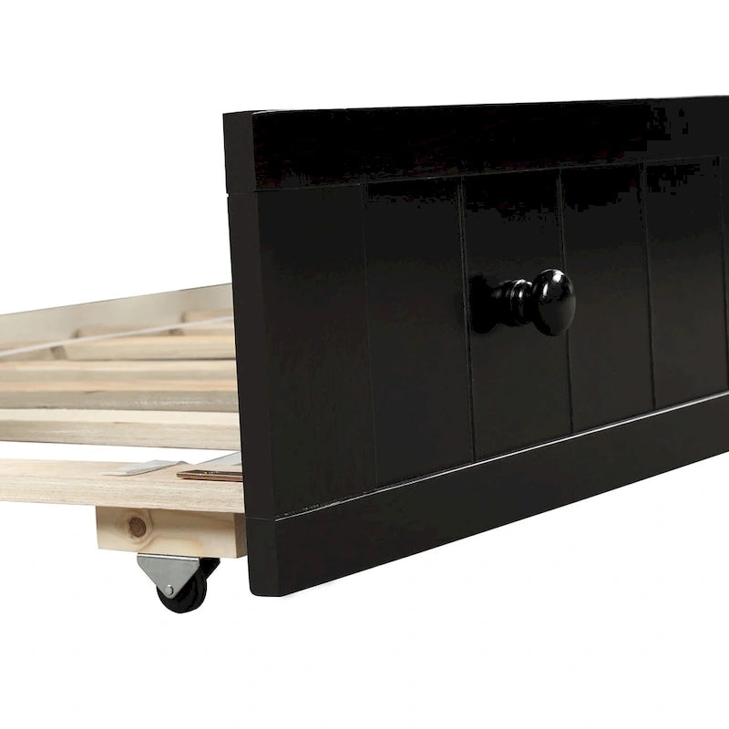 Lit de repos double en bois avec lit gigogne