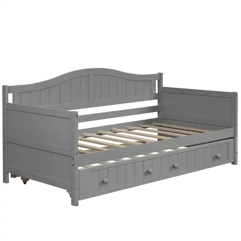 Lit de repos double en bois avec lit gigogne