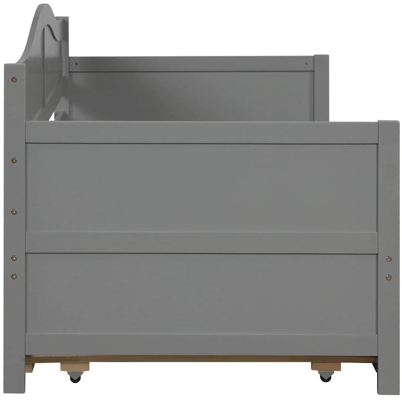 Lit de repos double en bois avec lit gigogne