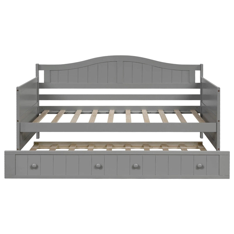 Lit de repos double en bois avec lit gigogne