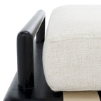 Banc de 178 cm en Teck Côtier avec Plateau en Cuir Tressé et Coussin en Lin Blanc – Entrée et Chambre