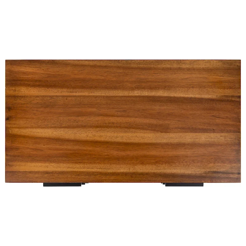 Commode 3 tiroirs Ombre Marron avec cadre noir ouvert – Rangement décoratif audacieux
