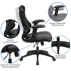 Chaise de bureau ergonomique pivotante de direction haut de gamme avec accoudoirs réglables